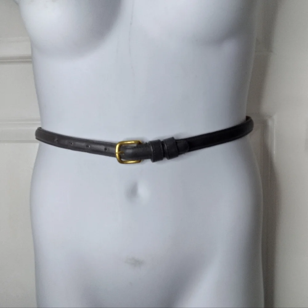 Coach Cowhide Leather Belt With Brass Buckle